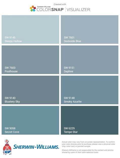 Pale Dusty Blues - Front Door Options - Sherwin-Williams Beach Blue Front Door, Sw Secret Cove, Sw Dusty Blue, Dusty Blue Front Door Colors, Dusty Blue Wall Paint, Sherwin Williams Poolhouse Blue, Poolhouse Blue Sherwin Williams, Sherwin Williams Secret Cove, Dusty Blue Kitchen Walls