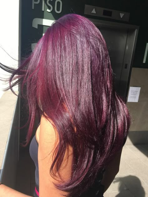 Red Violet Hair Purple Red Tinted Hair, Maroon Violet Hair, Cherry Red And Purple Hair, Purplish Red Hair Color, Cherry Red Purple Hair, Dark Reddish Purple Hair, Dark Purple And Red Hair, Grape Soda Hair, Purple Reddish Hair