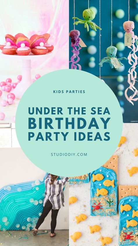 Throw a fun and magical under-the-sea birthday party! If your kids are obsessed with all things ocean and water here you'll find many different kinds of themes to choose from. Birthday Party Under The Sea, Sea Birthday Party Decorations, Sea Birthday Party Ideas, Magical Birthday Party, Underwater Birthday, Water Birthday, Under The Sea Decorations, Shark Themed Party, Under The Sea Birthday Party