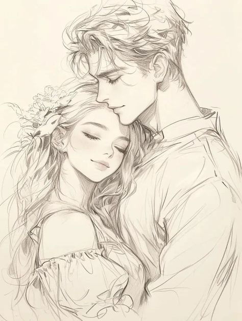 Pilyeon Art, Romantic Drawing, Couple Sketch, Cute Sketches, Romantic Anime Couples, Romance Art, Easy Drawings Sketches, Cute Couple Art, Dessin Adorable