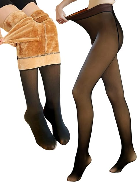 Skin Coloured Tights, Christmas Sweater With Lights, Woolen Tights, Autumn Wishlist, Christmas Clothing Ideas, Fleece Lined Tights, Lined Tights, Winter Stockings, Footed Leggings