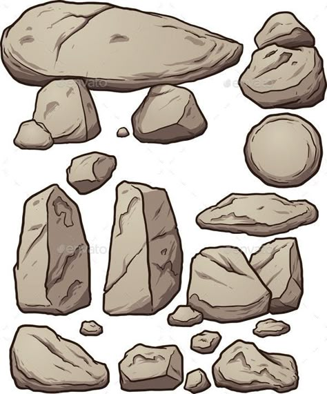 Boulder Drawing, Drawing Rocks, Cartoon Trees, Image Nature, Forest Illustration, Illustration Cartoon, Game Concept Art, Landscape Drawings, Cartoon Background