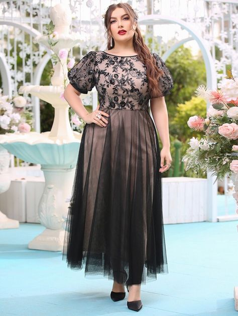 Xxl Size Dresses Style Indian, Plus Size Boho Dress Shein, Dress Big Size Party, Plus Size Indian Gown For Women, Black Wedding Dresses Plus Size Shein, Black Evening Dresses Plus Size Shein, Net Dresses, Dresses For Plus Size, Big Size Dress