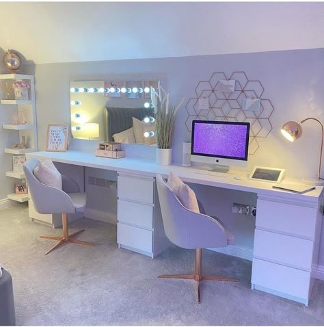 Office And Vanity Room Combo, Office Aesthetic, Study Room Decor, Room Redesign, Glam Room, Redecorate Bedroom, Room Design Bedroom, Interior Modern, Room Makeover Bedroom