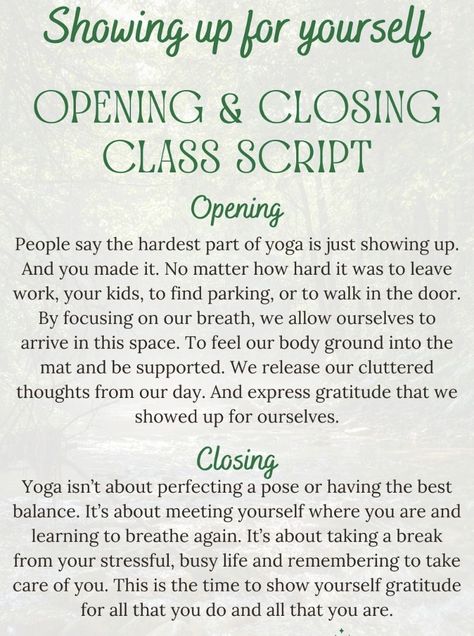 Opening Meditation Script For Yoga, Yoga Class Intentions, Opening And Closing Yoga Class Script, Yoga Opening Script, Savasana Readings, Yoga Cues, Yoga Intentions, Yoga Nidra Script, Quotes For Yoga