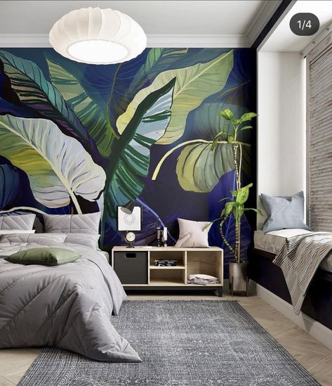 Botanical Lounge, Door Artwork, Masculine Interior Design, Funky Bathroom, Bedroom Designs For Couples, Butterfly Art Painting, Diy Wall Painting, Bedroom Bliss, Tropical Home Decor