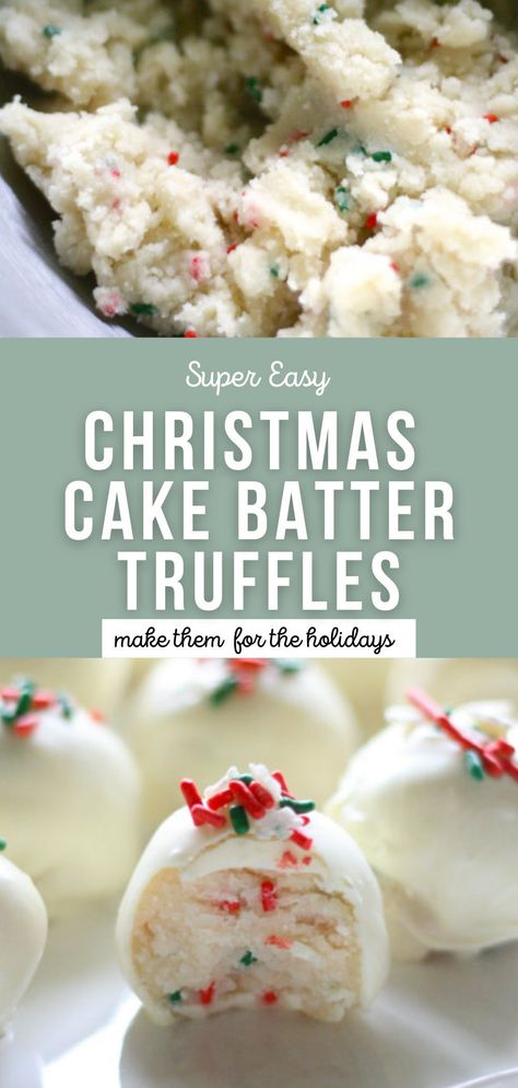 Christmas Funfetti Cake, Cake Batter Truffles, Christmas Truffles, Homemade Truffles, Xmas Treats, Christmas Candy Recipes, Truffle Recipe, Funfetti Cake, Köstliche Desserts