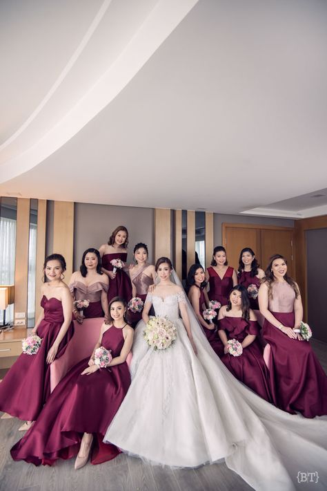 Wedding Gown For Bridesmaid, Wedding Dress And Bridesmaid Dress, Bridesmaid Dresses For Christian Wedding, Bridesmaid Pictorial Before Wedding, Brides Made Dresses Bridesmaid, Maid Of Honor Different Color Dress, Entourage Gowns Bridesmaid, Wedding Gown Philippines, Bridesmaid With Bride