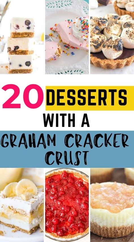 Desserts with a Graham Cracker Crust - Simple At Home Recipes Dessert Using Graham Cracker Crust, What To Make With Graham Cracker Crumbs, Crushed Graham Cracker Recipes, Grahman Crackers Dessert Recipe, Easy Desserts With Graham Cracker Crust, Graham Crust Desserts, What To Make With Graham Crackers, Grahman Crackers Desserts Easy, Mini Graham Cracker Crust Desserts