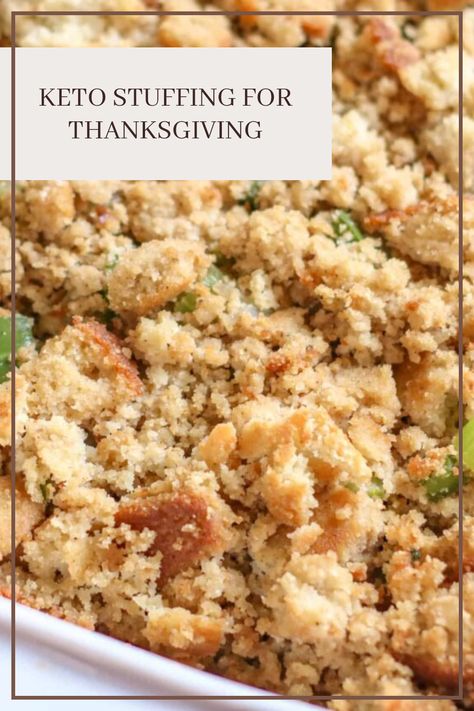 Celebrate Thanksgiving with a delicious twist! This Keto Stuffing recipe is the perfect low carb side dish to add to your holiday feast. Made with keto-friendly ingredients, this tasty and flavorful stuffing will please your guests without sacrificing flavor or diet goals. Bring some joy to the table with this satisfying dish that everyone can enjoy. Whether you're a keto lover or just looking for healthy options, this recipe will help you create a memorable Thanksgiving meal! Enjoy tasty stuffing guilt-free this holiday season. Keto Bread Stuffing Thanksgiving, Keto Stuffing Recipes Thanksgiving, Low Carb Side Dishes For Thanksgiving, Low Carb Dressing Thanksgiving, Keto Friendly Thanksgiving Recipes, Low Carb Stuffing Thanksgiving, Keto Thanksgiving Recipes Side Dishes, Healthy Stuffing Thanksgiving, Keto Dressing Thanksgiving