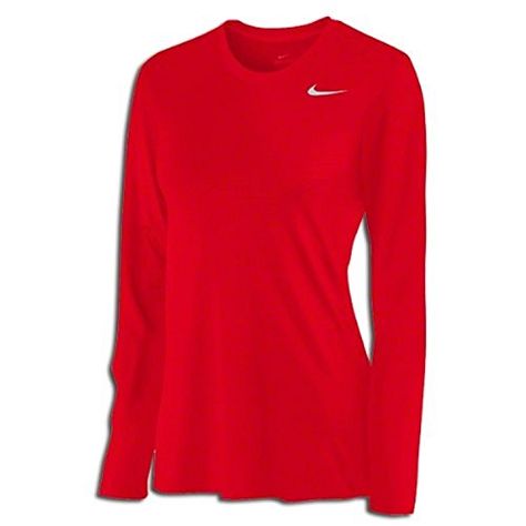 Nike Shirts Women's, Sports Clothes, Training Shirt, Nike Long Sleeve, Dri Fit Shirt, Fame Dr, Red Nike, Swoosh Logo, Nike Womens