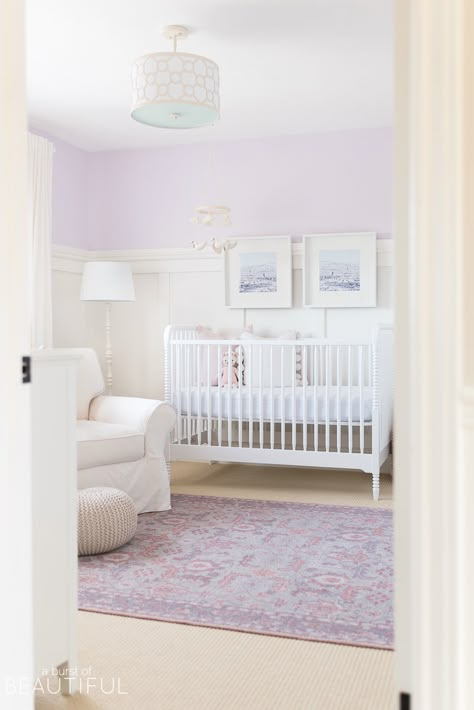 Nursery Paint Colors, Lavender Nursery, Purple Paint Colors, Purple Nursery, Girl Nursery Room, Nursery Paintings, Nursery Room Inspiration, Purple Baby, Nursery Inspo