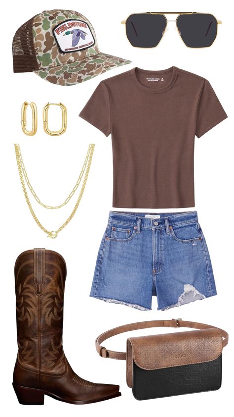 Western Chic Outfits Concert, Nashville Outfits Brown Boots, Country Frat Party Outfit, Camo Cowgirl Outfits, Hank Jr Concert Outfit, Tomboy Cowgirl Outfit, Cold Weather Concert Outfit Country, Outfit Ideas With Cowboy Boots For Women, Cool Country Outfits