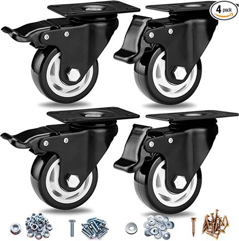 Amazon.com: Caster Wheels - 3 Inch Casters Set of 4 Heavy Duty, BOSGEOT Locking Industrial Casters with 360 Degree No Noise Polyurethane Wheels, Swivel Plate Casters with Brake - Pack of 4 : Industrial & Scientific Úložný Box, Double Lock, Steamer Trunk, Swivel Casters, Casters Wheels, Caster, Workbench, Armoire, Heavy Duty