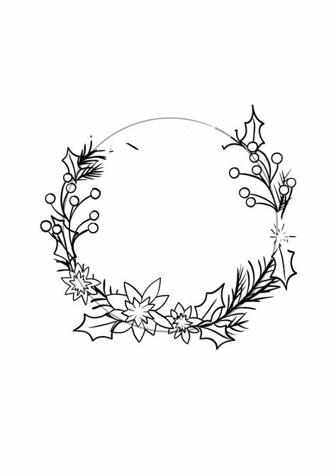 Simple Wreath Drawing, Cute Simple Christmas Drawings, How To Draw A Wreath, Christmas Wreath Drawing Simple, Wreath Drawing Christmas, Wreath Drawing Simple, Christmas Wreath Drawing, Christmas Wreath Painting, Painted Wreaths