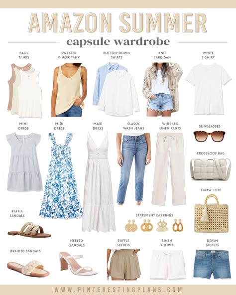 amazon fashion summer capsule wardrobe 2022 Summer 2024 Capsule Wardrobe, Summer Capsule Wardrobe 2024, Beach Capsule Wardrobe, Shopping Fits, 2024 Wardrobe, Late Summer Outfits, Capsule Wardrobe Women, Spring Summer Capsule Wardrobe, Florida Outfits