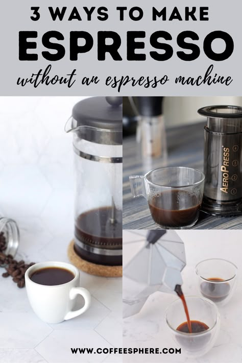 How To Make Espresso At Home, How To Make Black Coffee, How To Make Espresso, Esspreso Coffe Diy, Diy Espresso Without Machine, Espresso At Home No Machine, Espresso Recipes At Home, Espresso Without Machine, How To Make Espresso Without A Machine