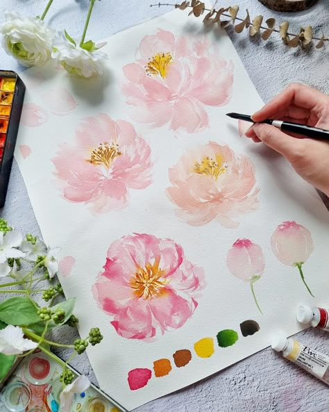 Paint Peonies, Flower To Paint, Watercolor Challenge, Watercolour Challenge, Let It Bleed, Loose Watercolor Flowers, Easy Flower Painting, Learn Watercolor Painting, Spring Watercolor