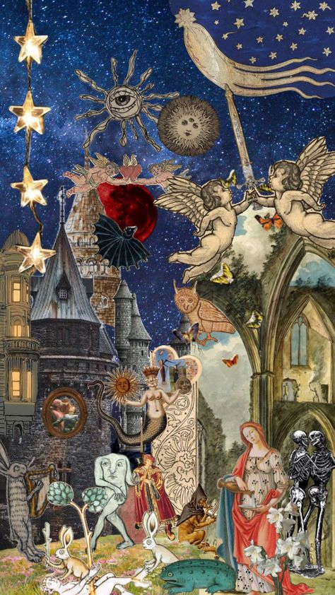 #medieval #medievalcore #medievalfantasy #alchemy #comet #medievalparty Yearbook Collage, Medieval Wallpaper, Medieval Theme, Collage Stickers, Medieval Party, Medieval Aesthetic, Gift Aesthetic, Phone Theme, Medieval Art