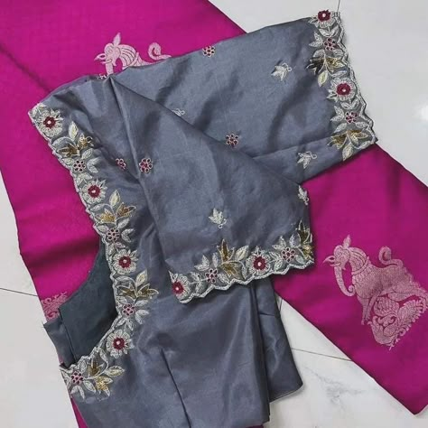 Dm@9640490158 Designer Emblished maggam work customised blouses Fabric: cottonsilk Dispatch: 4 days Price : 1200stitched 1750stitched Colours and sizes can be customised accordingly Simple Computer Work Blouse Designs, Machine Embroidery Blouse, Exclusive Saree Blouse Designs, Magam Work, Blouse Designs Pattern, Mirror Work Blouse Design, Latest Bridal Blouse Designs, Cotton Blouse Design, Bridal Blouses