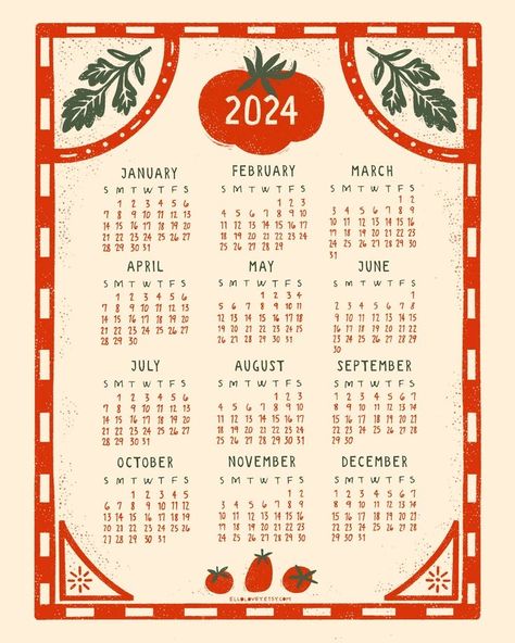 Wall Calendar Aesthetic, 2024 Calendar Design, Cute Calendars, Month Illustration, Homemade Calendar, Calendar Graphic, Calendar Illustration, Illustration Calendar, Aesthetic Calendar