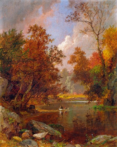 Fall Landscape Painting, Autumn River, Colorful Landscape Paintings, Hudson River School, River Landscape, Autumn Painting, A4 Poster, Oil Painting Reproductions, Painting Wallpaper