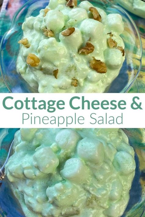 Cottage Cheese And Pineapple, Jello Cottage Cheese Salad, Lime Jello Recipes, Pineapple Salad Recipes, Fruit Texture, Cheese And Pineapple, Jello Fruit Salads, Cottage Cheese Dessert Recipes, Lime Jello Salads