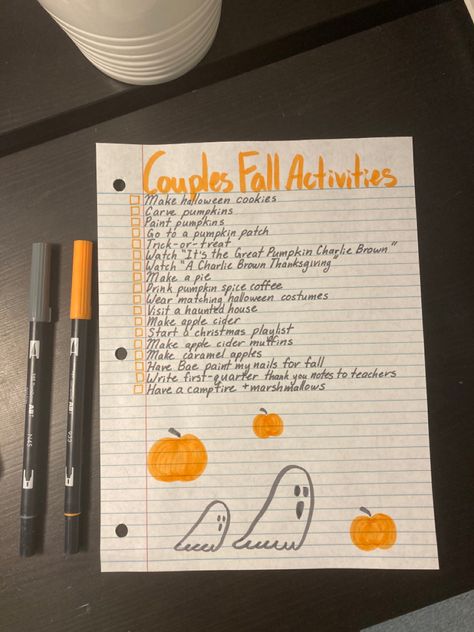 Fall Bucket List With Boyfriend, Halloween Ideas Things To Do, Fall Things For Couples, Fall Things To Do With Your Boyfriend, Halloween Couple Bucket List, Things To Do During Fall With Boyfriend, Fall Date Checklist, Couple Bucket List Ideas Fall, Fall Stuff To Do At Home