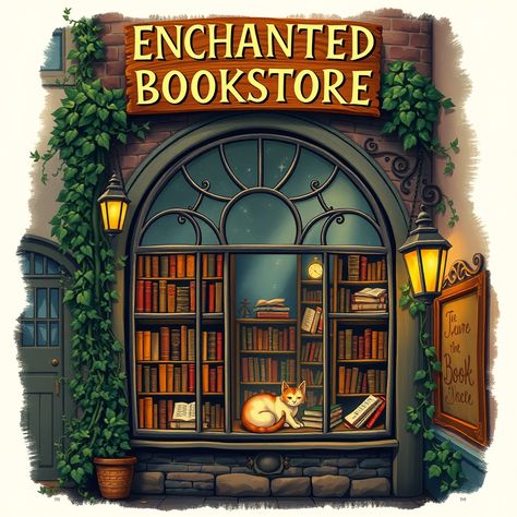 Enchanted Bookstore  #Bookstore #Magic #Whimsy #CozyCorner #PosterArt #art #poster Magical Bookstore Aesthetic, Haunted Bookstore, Magical Bookstore, Magic Bookstore, Ipad Aesthetics, Brand Theme, Victorian Steampunk, Laptop Wallpaper, Cozy Corner