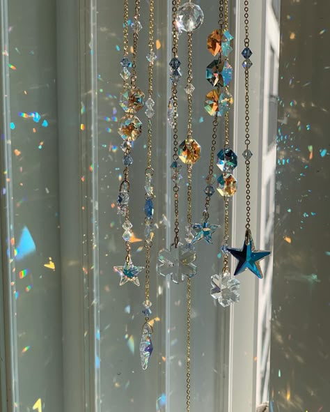 Bright Windowless Bathroom, Adhesive Stained Glass Window Film, Pretty Dream Catchers, Starry Room Decor, Light Witch Aesthetic Bedroom, Star Sun Catcher, Ceiling Decor Aesthetic, Practical Magic Room Aesthetic, Space Jewelry Aesthetic