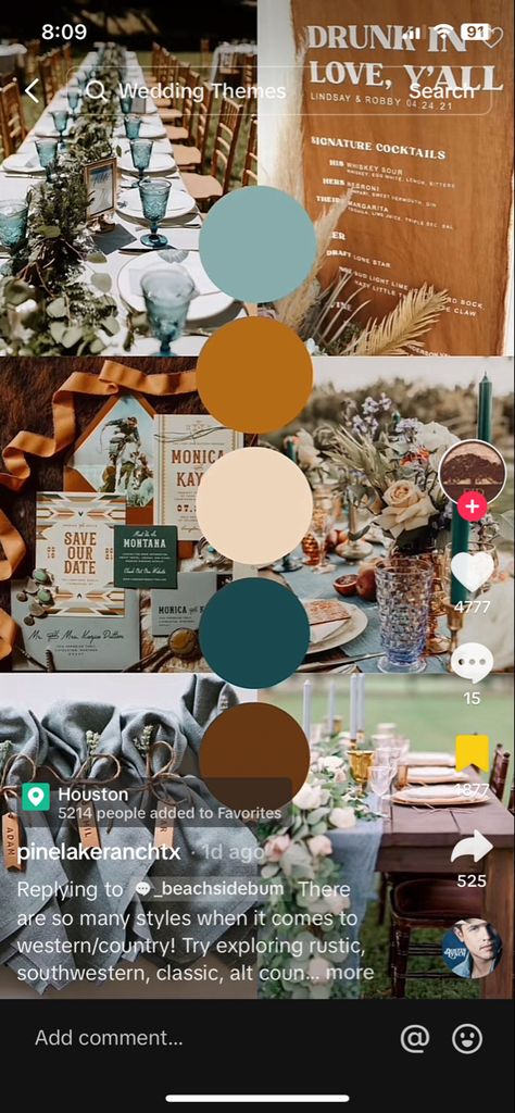 Fall Country Wedding Colors Colour Palettes, Rustic Colors Wedding, Turquoise And Copper Wedding, Western Wedding Colors Schemes Turquoise, Western Wedding Colors Schemes Summer, Turquoise Western Wedding Theme, Western Wedding Blue, Teal Western Wedding, Colorful Western Wedding