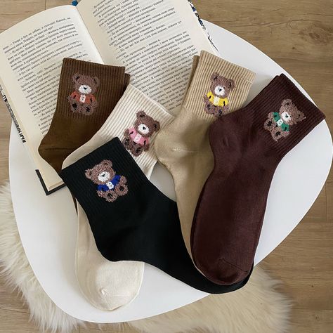 Teddy Bear Socks, Bear Socks, Socks Ankle, Bear Girl, Skateboard Girl, Socks Cute, Winter Socks, A Teddy Bear, Women Socks