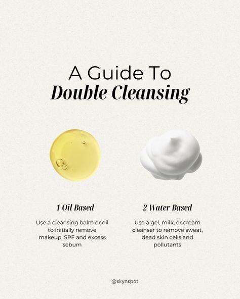 Have you ever heard of double cleansing? If not, it's time to learn about this game-changing technique! Double cleansing is a two-step cleansing method that helps remove all impurities from your skin, including makeup, sunscreen, and pollutants. The first step involves using an oil-based cleanser to dissolve and remove any makeup or oil-based impurities from your skin. The second step involves using a water-based cleanser to remove any remaining impurities and leave your skin feeling refresh... Good Oil Based Cleansers, Best Water Based Cleanser, Oil Based Vs Water Based Cleanser, How To Use Oil Cleanser, How Much Cleanser Should You Use, How To Double Cleanse, Best Oil Based Cleanser, Aesthetician School, Water Based Cleanser