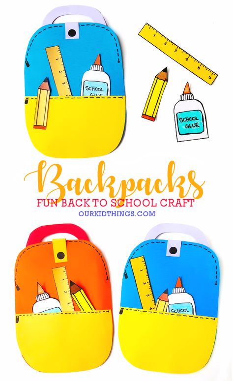 Back to School Backpack Craft Backpack Craft For Toddlers, Backpack Art Preschool, Bag Craft Ideas, School Bag Craft For Kids, School Bag Craft Preschool, Kids Back To School Crafts, Teacher Crafts For Preschool, Welcome To School Craft, Backpack Activities For Preschool