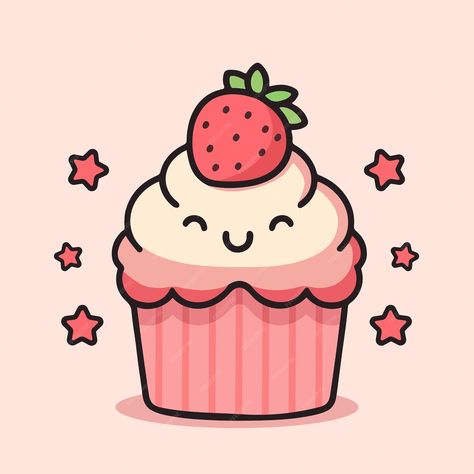 Premium Vector | Vector cute sweet cupcake vector flat illustration Cupcake Cartoon, Cupcake Illustration, Cupcake Vector, Sweet Cupcake, Kid Cupcakes, Sweet Cupcakes, Stationery Templates, Card Banner, Business Card Maker