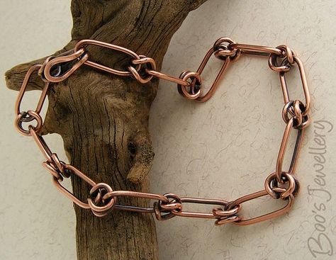 Original Jewelry Design, Copper Jewellery, Jewelry Chains, Handmade Chain, Chain Making, Wire Bracelets, Metal Smithing, Wire Wrapped Bracelet, Jewelry Chain