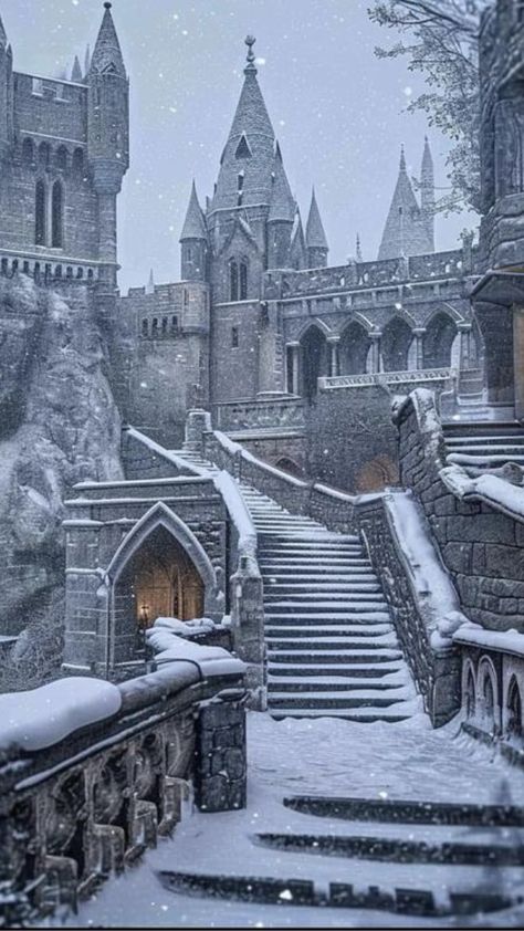 Colleges That Look Like Castles, Winter Royal Aesthetic, Winter Castle Interior, Magical Winter Aesthetic, Snowy Castle Aesthetic, Ishgard Aesthetic, Elvish Castle, Winter Castle Aesthetic, Gothic Castle Exterior