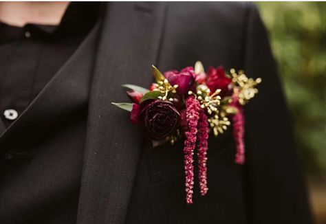 Tux Pocket Flowers, Pocket Square Boutonniere Flower, Pocket Square Boutonniere Purple, Jewel Tone Pocket Boutonniere, Classy Boutineer, Groom Flower Pocket Square, Burgundy Pocket Boutonniere, Boutineer Pocket Square, Moody Boutonniere