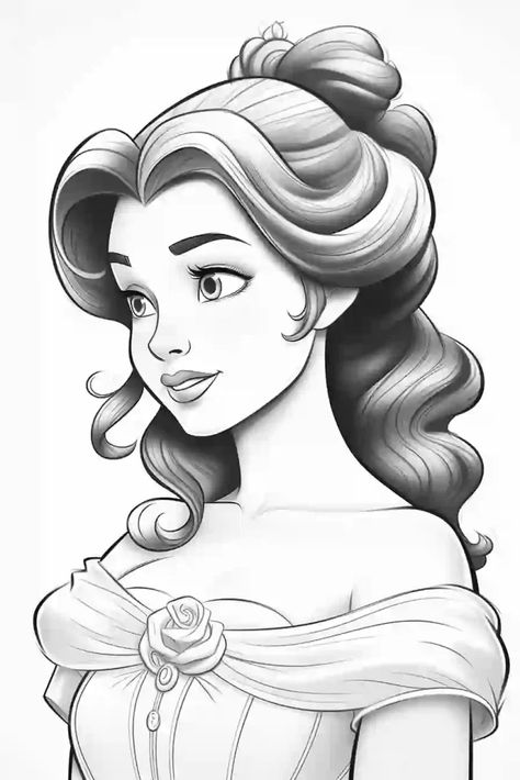 Princess Coloring Pages For Kids, Disney Princess Sketches, Belle Coloring Pages, Princess Sketches, Disney Prince, Anime Disney, Disney Princess Colors, Disney Drawings Sketches, Disney Princess Coloring Pages