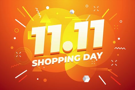 11.11 shopping day sale poster or flyer ... | Premium Vector #Freepik #vector Property Logo, Promotional Banners, Discount Banner, Banner Template Design, Promotional Design, Web Banner Design, Color Palette Design, Sale Banner, Discount Card