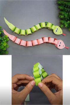 DIY Paper Snake making Step by Step - How to Make Paper Snake Craft - Easy Paper Crafts - It's Very Easy and Simple Paper Snake - Paper Craft Ideas. #Snake #Crafts #DIY Diy Snake Decor, Paper Snake Craft, Snake Art And Craft, New Year Arts And Crafts, Paper Chain Snake, Craft Snake, Snake Origami, Snakes For Kids, Nursery Craft Ideas