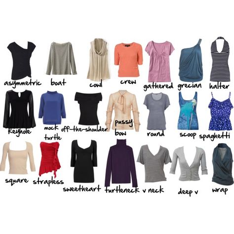 "neckline glossary", Imogen Lamport, Wardrobe Therapy, Inside out Style blog, Bespoke Image, Image Consultant, Colour Analysis Kinds Of Tops For Women, Types Of Shirts For Women Chart, Types Of Tops For Women With Name, Top Names Clothes, Types Of Tops With Names, Different Types Of Tops With Names, Neckline Names, Clothing Terminology, Fashion Glossary