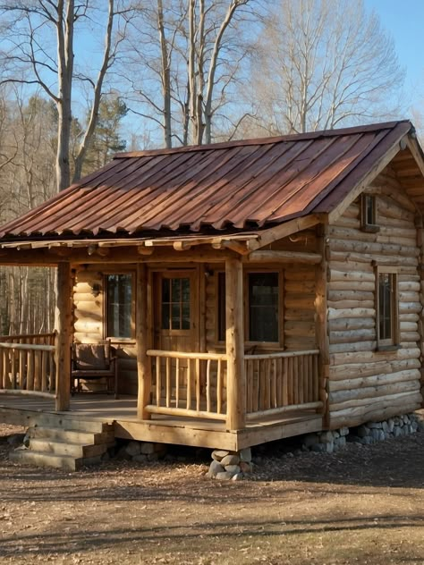 Facebook Tiny Log Cabins, Cabin Style Homes, Rustic Houses, Small Cabin Plans, Log Cabin Rustic, Small Log Cabin, Cabin Rustic, Cabin House Plans, Tiny Cabins