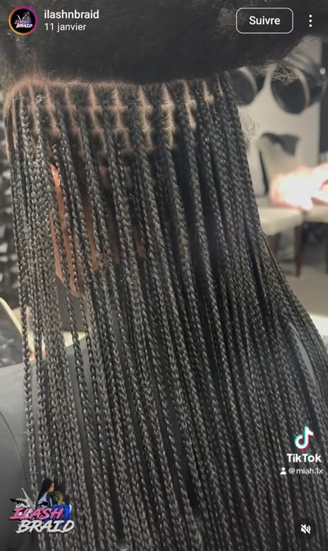 Tiny Long Braids, Xs Knotless Braids Parting, Black Small Box Braids, Small Knotless Box Braids Hairstyles, Box Braids No Curls, Xs Box Braids, Normal Box Braids, Extra Small Box Braids, Tiny Knotless Braids