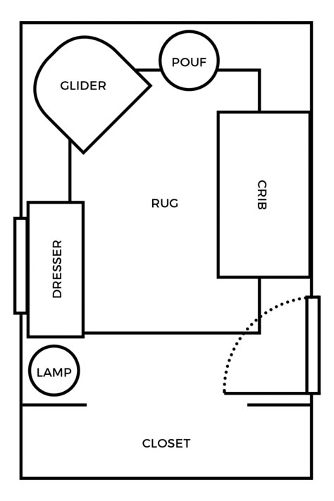 Small Nursery Layout & 3-D Room Mockup Square Room Nursery Layout, Simple Nursery Layout, Small Nursery Playroom Combo, Rectangle Nursery Layout, Small Square Nursery Layout, Square Nursery Layout, North Facing Nursery, Nursery Room Layout Ideas, 10x10 Nursery Layout