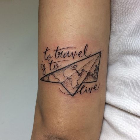 Travel Quote Tattoos | POPSUGAR Smart Living Tattoos For Moms With Kids, Tattoos Pinterest, Tattoos For Moms, Wedding Hair With Cathedral Veil, Hair With Cathedral Veil, Travel Tattoos, Veil Updo, Tattoos Love, Explore Tattoo