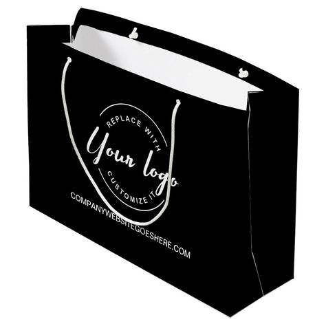 White logo and website Custom Business Large Gift Bag Conference Swag, Branded Gift Bags, Company Swag, Black Gift Bags, Custom Gift Bags, Merchandise Bags, Client Appreciation, Personalized Gift Bags, Large Gift Bags