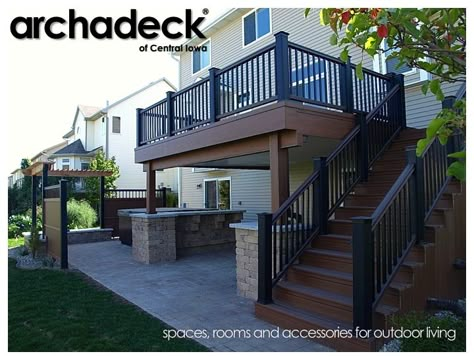 patios and decks | - Patios, Porches, Sunrooms, Pergolas, Decks in Des Moines | Patios ... Deck With Stairs, Patio Under Decks, Second Story Deck, Deck Remodel, Under Deck, Patio Deck Designs, Deck And Patio, Deck Designs Backyard, Deck Stairs