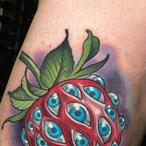 尺卂匚卄卂乇ㄥ • 几乇ㄥ丂ㄖ几 on Instagram: "I’m loving these mutated food ideas~ Thank you @themadhatter013 🍓 . . . . @kingyocolor #berrytattoo #trippytattoo #tattoosnob #ladytattooer #strawberrytattoo #stonerart #skinart_mag #tattooideas #skinartmag #wisconsintattoo #besttattoos #rotarytattoomachine #viral #freshlyinkedmag #newschooltattoo #naturetattoo #milwaukee #tattooist #psychedelictattoo #wisconsintattooartist #foodtattoo #surrealtattoo #fantasytattoo #eyetattoo #milwaukeetattoo #tattoo #otaku # New School Food Tattoo, Food Tattoo, Strawberry Tattoo, Surreal Tattoo, Food Tattoos, Fantasy Tattoos, Rotary Tattoo Machine, New School Tattoo, Weird Food