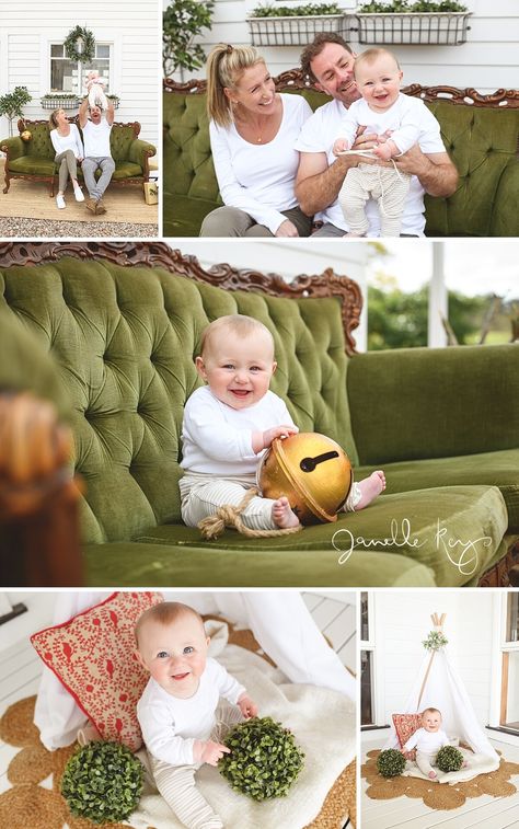 Farmhouse styled family Christmas photos, christmas photos, family photos, white Christmas, green and white Christmas photos, styled Christmas photos, what to wear family Christmas photos, country Christmas photos, lifestyle family christmas photos, christmas photo shoot, family photo shoot, relaxed Christmas photos, fun family Christmas photos, family Christmas photos on green lounge, baby Christmas photos, outdoor Christmas photos, outdoor family photos, christmas photo shoot, green white gold Outdoor Couch Christmas Photoshoot, Couch Mini Session, Christmas Couch Photoshoot, Christmas Couch Mini Sessions, Couch Family Photoshoot, Family Christmas Minis, Christmas Mini Poses, Sofa Photoshoot, Indoor Christmas Photos